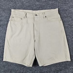 Levi's 550 Denim Jean Shorts Men's 36 Relaxed Fit Loose Jorts Vintage Tan Y2K 8"
